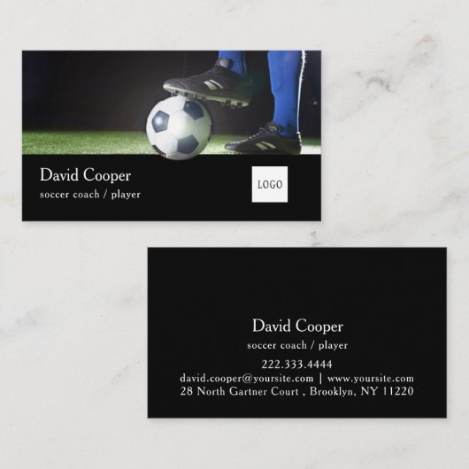 サッカーまたはフットボールのコーチまたはプレーヤーの名刺 名刺 (正面/裏面)