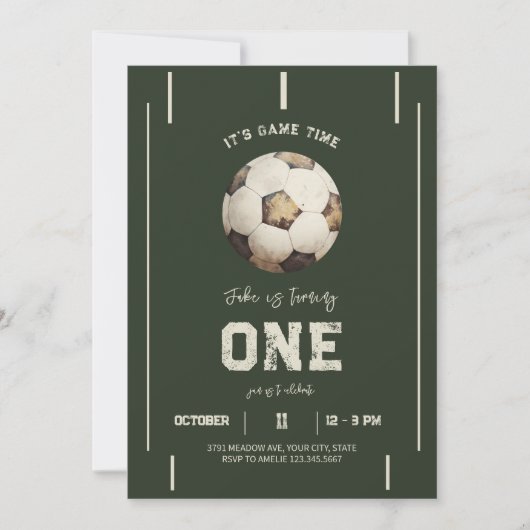 サッカーよくはしゃぐテーマ誕生日招待状 招待状 (正面)