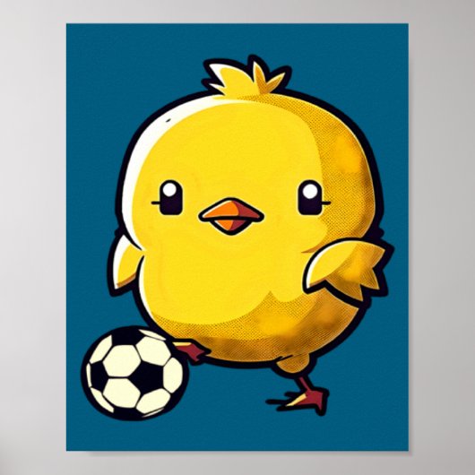 サッカーをしているひよこ イースター ポスター (正面)