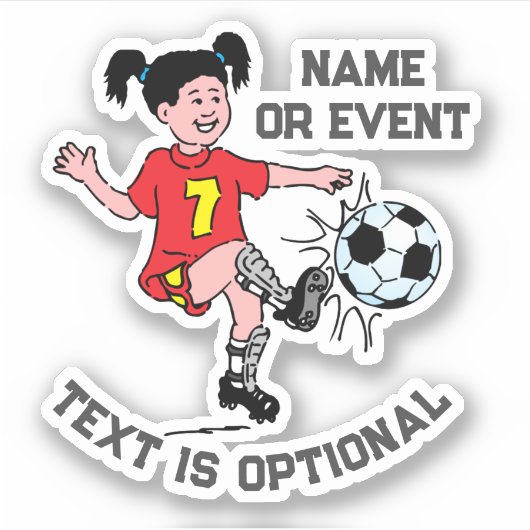 サッカーをしている女の子 シール (正面)