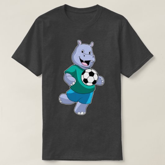 サッカーをするカバ Tシャツ (デザイン正面)