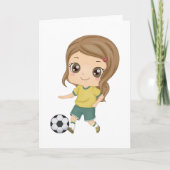 サッカーをする女の子 かわいい子供たちのスポーツ カード (正面)