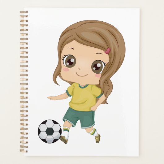 サッカーをする女の子 かわいい子供たちのスポーツ プランナー手帳 (正面)