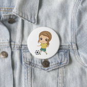 サッカーをする女の子 かわいい子供たちのスポーツ 缶バッジ (インサイチュ)
