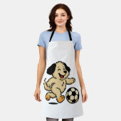サッカーをする子犬 エプロン (着用した状態)