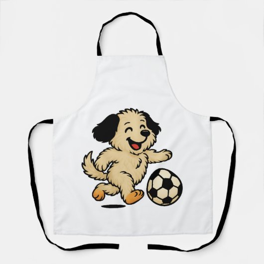 サッカーをする子犬 エプロン (正面)