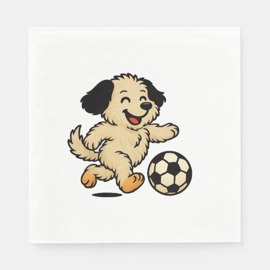 サッカーをする子犬 スタンダードランチョンナプキン (正面)