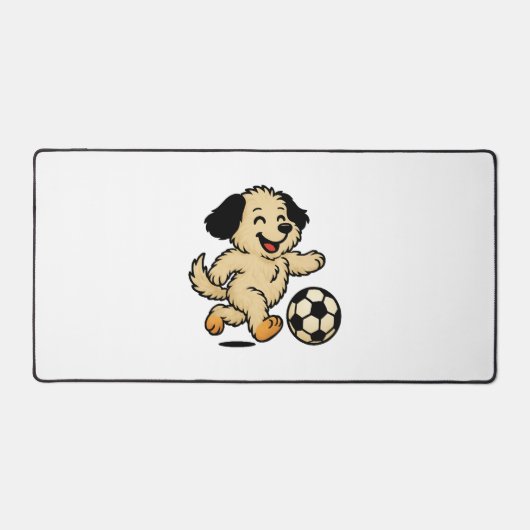 サッカーをする子犬 デスクマット (正面)
