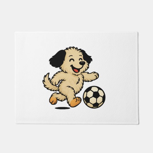 サッカーをする子犬 ドアマット (正面)