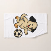 サッカーをする子犬 ハンドタオル (ハンドタオル)