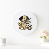 サッカーをする子犬 ラージ壁時計 (ホーム)