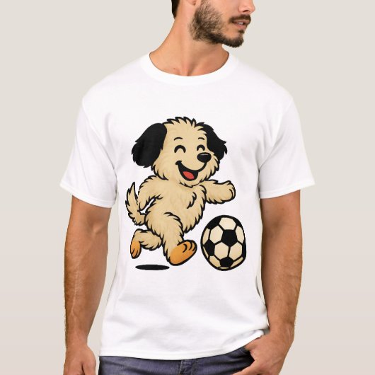 サッカーをする子犬 Tシャツ (正面)