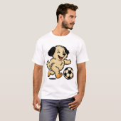 サッカーをする子犬 Tシャツ (正面フル)