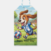 サッカーをする犬のイラスト | 名前入れ可能 ギフトタグ (正面)