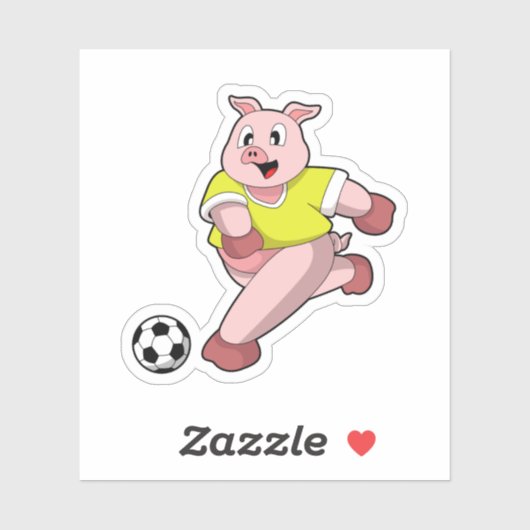サッカーをする豚 シール (シート)