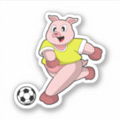 サッカーをする豚 シール (正面)