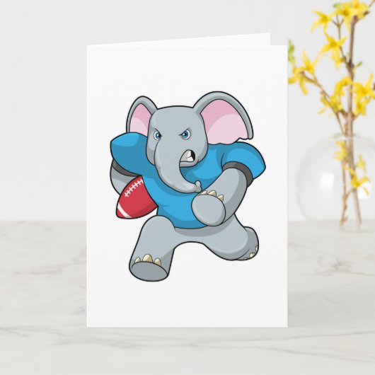 サッカーをする象と用具 カード (黄色い花)