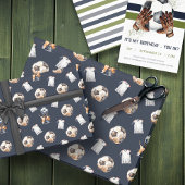 サッカーをテーマにしたギフトラップ ラッピングペーパー