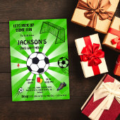 サッカーをテーマにしたグリーンモダンスポーツボール第2誕生日 招待状