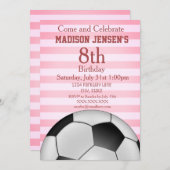 サッカーをテーマにしたスポーツガールズ誕生日招待状 招待状 (正面/裏面)