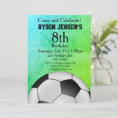 サッカーをテーマにしたスポーツ子供の誕生日招待状 招待状 (スタンド正面)