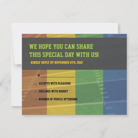 サッカーをテーマにしたバーバルミツワー返信カード 出欠カード (正面)