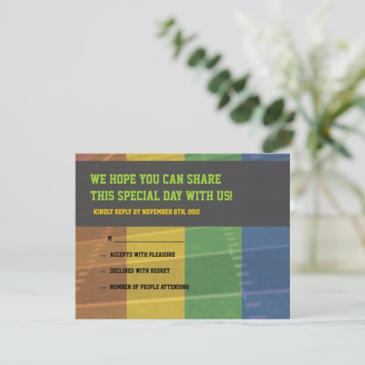 サッカーをテーマにしたバーバルミツワー返信カード 出欠カード (スタンド正面)