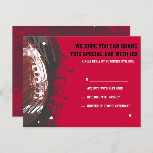 サッカーをテーマにしたバーバルミツワー返信カード 出欠カード (正面/裏面)