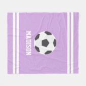 サッカーをテーマにしたパーソナライズされた子ども フリースブランケット (正面(横))