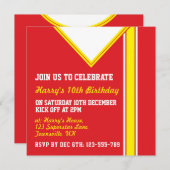 サッカーをテーマにしたパーティー招待状テンプレート 招待状 (正面/裏面)