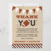 サッカーをテーマにした共同ベビーシャワー サンキューカード (正面)