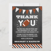 サッカーをテーマにした共同ベビーシャワー サンキューカード (正面)