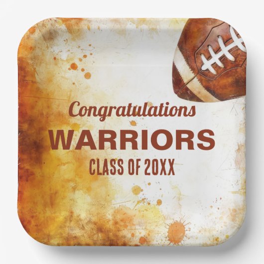 サッカーをテーマにした卒業パーティー ペーパープレート (正面)