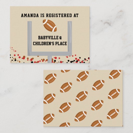サッカーをテーマにした男の赤ちゃんシャワーギフトレジストリ エンクロージャーカード (正面/裏面)