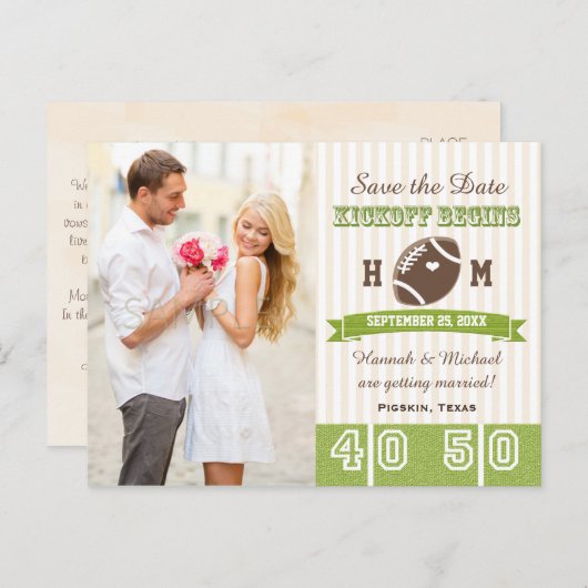 サッカーをテーマにした結婚式 案内ポストカード (正面/裏面)