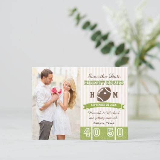 サッカーをテーマにした結婚式 案内ポストカード (スタンド正面)