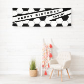 サッカーをテーマにした誕生日パーティバナー |名前の追加 横断幕 (インサイチュ)