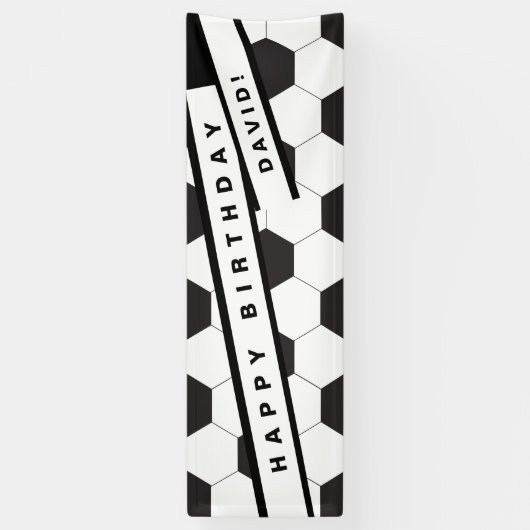 サッカーをテーマにした誕生日パーティバナー |名前の追加 横断幕 (縦)