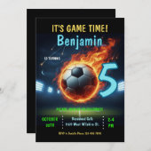 サッカーをテーマにした誕生日パーティーの招待状 招待状 (正面/裏面)