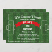 サッカーをテーマにした誕生日パーティーの招待状 招待状 (正面/裏面)