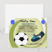 サッカーをテーマにした誕生日パーティーの招待状 招待状 (正面/裏面)