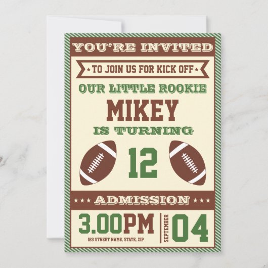 サッカーをテーマにした誕生日パーティーの招待 招待状 (正面)