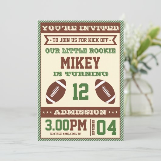 サッカーをテーマにした誕生日パーティーの招待 招待状 (スタンド正面)