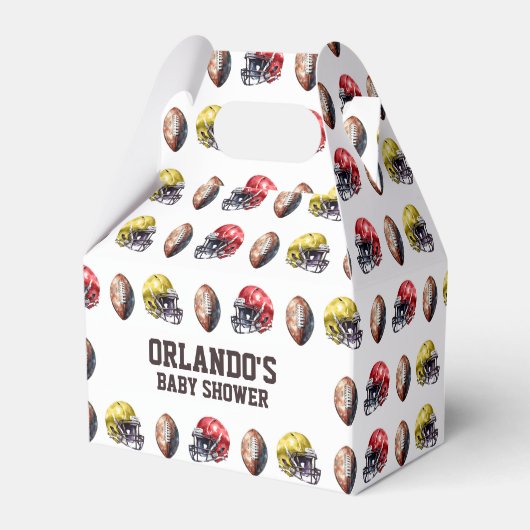 サッカーをテーマにした赤ちゃんシャワー フェイバーボックス (正面サイド)