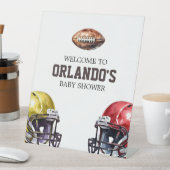 サッカーをテーマにした赤ちゃんシャワー 台座サイン (インサイチュ)