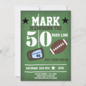 サッカーをテーマにした50誕生日 招待状 (正面)