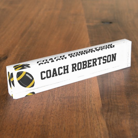 サッカーをテーマパーソナライズされたにした デスクネームプレート (側面)