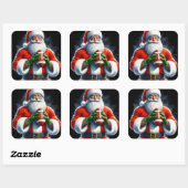 サッカーをフェスティバルの装いでサンタ スクエアシール (シート)