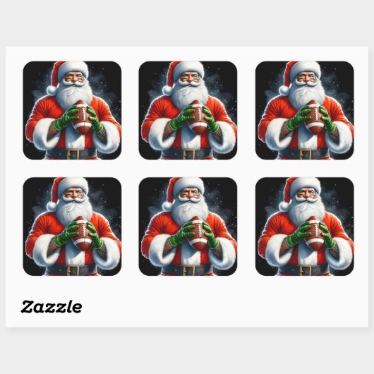 サッカーをフェスティバルの装いでサンタ スクエアシール (シート)