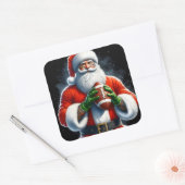 サッカーをフェスティバルの装いでサンタ スクエアシール (封筒)